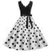 Women Dot Print Dress Summer Sexy V-neck Sleeveless Elegant Vintgae Party Dress Vestidos S~3XL Robe Femme_ecoleips.com