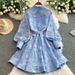Elegant Female Palace Style Dress French High End Tie Waist Hollow Embroidery Single Breasted a Line Skirt for Women_ecoleips.com