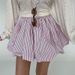 Women's High-Waisted French Pleated Skirt Striped Color Block Fluffy Short Skirt Style New_ecoleips.com