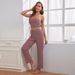 Voya Women's Fashion Sexy Home Fashion Set Autumn/Winter Solid Color Loose Comfortable 3-Piece Set For Women_ecoleips.com
