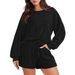 Women's Autumn/Winter Long-Sleeved Shorts And Loose-Fitting Casual Home Wear Set_ecoleips.com