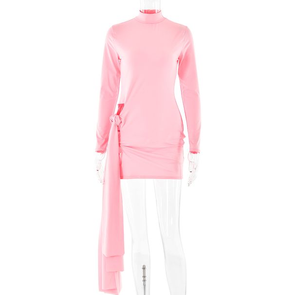 Fashion Women Crew Neck Long Sleeve Dress Sexy Elegant Slimming Bodycon Pencil Short Mini Party Dress_ecoleips.com