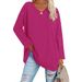 2026 Women's T Shirt, New Color Loose Drop Shoulder Sleeve V Neck Women's Top_ecoleips.com