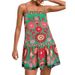 Women's Bohemian Style Printed Flowy Dress Casual Loose Fit European American Fashion Suspender Dress For Vacation Wear_ecoleips.com