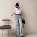 JWUNIQUE Vintage Washed High-Waisted Jeans For Women, New Loose Fit Slimming Straight Wide-Leg Floor-Length Pants_ecoleips.com