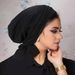 Women's Clothing Solid Color Threaded Four Strips Long Tail Headband Cap Chemotherapy Hat Women's Two Strips Long Tail Hat_ecoleips.com