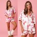 Women's Clothing Satin Printed Two Piece Set Home Clothes Pajamas_ecoleips.com