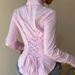 Women's Elegant Striped Long Sleeve Shirt Belted Waist Tie Office Casual Wear Top_ecoleips.com