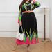 Plus Size Floral Print Pleated Maxi Dress With Belt - Elegant Long Sleeve Dress For Women (0XL-5XL, Multi-Color Options)_ecoleips.com