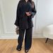 Women's Clothing Elegant Casual Two-Piece Set High Waist Wide Leg Pants With Belted Top Stretchy Comfortable Office Daily Wear (Multiple Colors Sizes)_ecoleips.com