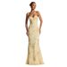 Women's Clothing Elegant Halter Long Dress Floral Embellished Backless Solid Color French Style Fitted Evening Gown For High End Banquets_ecoleips.com
