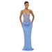 European And American Women's Sexy Lace Strapless Dress Slim Fit Long Skirt Three Dimensional Pleated Tie up Dress_ecoleips.com