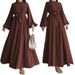 Women's Clothing Muslim Solid Color Temperament Long Belt Fashion Dress_ecoleips.com