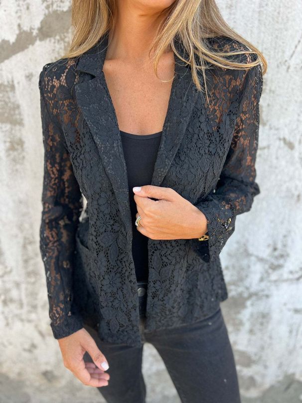 Women's Clothing Spring And Summer New Fashion Casual Pure Color Lace Shirt Suit_ecoleips.com