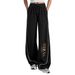 Women's Gradient Print Wide-Leg Pants – Minimalist Drawstring Waist Palazzo Trousers (White/Black)_ecoleips.com