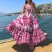 2024 Summer New European And American Cross-Border Women's Printed Sleeveless Ruched Waist Mid-Length Strap Dress With_ecoleips.com