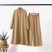 2025 Muslim Two-piece Suit Women Solid Color Spring Autumn Sleeve Cardigan Shirt Long Pants Set_ecoleips.com