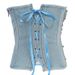 Women's Clothing Diamond Beaded Denim Top Strapless Vest Lace Up Shaping Slimming Zipper Top Women_ecoleips.com