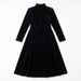Freeacy Women's Elegant Black Velvet Turtleneck Long Sleeve A-Line Midi Dress Formal Evening Party Swing Dress For Banquet_ecoleips.com