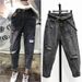 Korean Style plus Size Ripped Cropped Jeans Loose Fit Slimming Straight Leg Carrot Harem Trendy Women's Denim_ecoleips.com