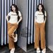 Women's Clothing Women's Summer Fashion Two Piece Set Casual Wide Leg Pants With Color Block Design And Letter Print Short Sleeve Top_ecoleips.com
