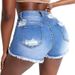 K New Women's Sexy Mid Waist Elastic Hip Lifting Punch Denim Shorts_ecoleips.com