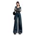 Retro Straight Jeans For Women, Spring And Autumn 2024 Popular Style, Versatile, Slimming, Drapey Wide-leg Floor-length_ecoleips.com