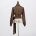 Women's Lightweight Hooded Shirt With Adjustable Waist Tie - Loose Fit Casual Top In Earthy Brown - Post-Apocalyptic Style Fall Fashion_ecoleips.com