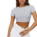 Voya Women's Spring And Summer New Simple Casual T-shirt Versatile Commuting Short Sleeved Top_ecoleips.com