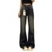 Pear-shaped Body Hip-covering Slightly Flared Jeans Women American-style High-waisted Trousers Fat Mm Slimming Plus-size_ecoleips.com