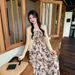 French-style Long New Summer 2025 Collection, Japanese-inspired Elegant Waist-cinching Dress, Vintage Rose Floral Print_ecoleips.com