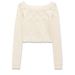 Fashion Versatile Beige Wavy Edge Hollow Knitted Sweater_ecoleips.com