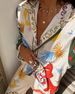 Women's Clothing Personalized Printed Macaron Linen Long Sleeved Shirt Suit_ecoleips.com
