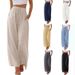 Women's Trendy Loose Casual Pants With Pockets Wide Leg Versatile Long Trousers Drawstring_ecoleips.com