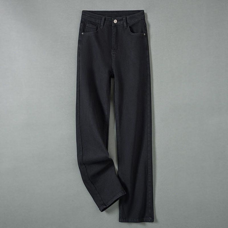 High-Quality Thickened Fleece-Lined Straight-Leg Jeans 2025 Autumn/Winter Warm Slim-Fit Cigarette Pants For Petite Women_ecoleips.com