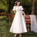 White Certificate Registration, Evening Gown For Women, Spring Banquet Engagement French Satin White Dress, Light_ecoleips.com