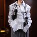 Spring Fashionable Women's Long Sleeved Shirt Style Lapel Striped Irregular Design Niche Clothing For Women_ecoleips.com