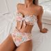 European And American Trendy Printed Two Piece Swimsuit Sexy Ruffled Bikini Set for Women Cross Border E Commerce Amazon_ecoleips.com