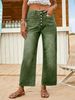 K New Women's Jeans Button Elastic Loose Denim Cropped Pants_ecoleips.com