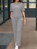 Spring/Summer Women's Two Piece Set Round Neck Short Sleeve T-Shirt With Unique Letter Print High-Waisted Drawstring Straight Leg Pants_ecoleips.com