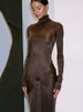 Mozision Turtleneck Long Sleeve Maxi Dress For Women Fashion Irregular Bodycon Long Dress Femme Temperament Evening Dress_ecoleips.com