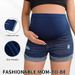 K New Minimalist, Fashionable, Casual High Waisted, Adjustable Belly Support, Perforated Denim Shorts For Pregnant Women_ecoleips.com