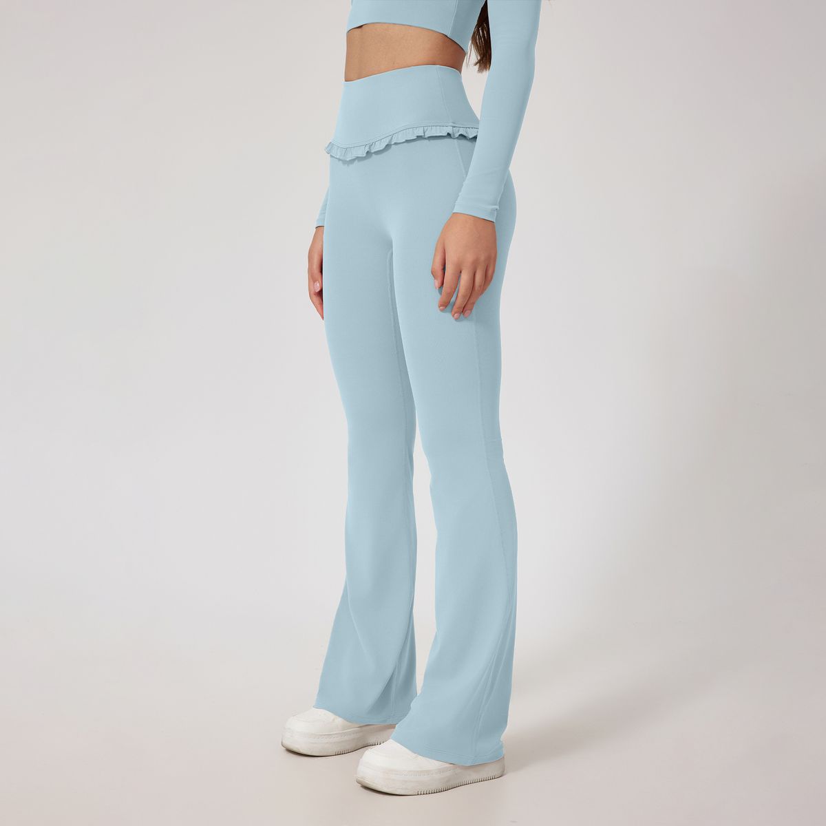 Women’s Clothing High Waist Hip Lace Nude Yoga Pants Running Fitness Flared Pants Sports Casual Trousers_ecoleips.com