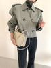 Aria Basics Korean 2026 Spring/Autumn Vintage Lapel Design Double-Breasted Loose Versatile Long-Sleeve Short Trench Coat For Women_ecoleips.com