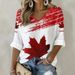 Women's Long Sleeved T-Shirt Loose Fit V-Neck American Flag Digital Print Casual Top for Wholesale_ecoleips.com