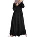 Spring Autumn New Muslim Cotton And Art Casual Loose Size Round Neck Ruffled Dress_ecoleips.com