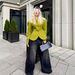 Waist Lotus Leaf Pendulum Blazer Female, Round Neck Two Special-shaped Metal Buckle Three-dimensional Waist Thin Suit_ecoleips.com
