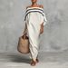 Women's Off-Shoulder Linen Dress Casual Long Striped Loose Fit Summer European And American Style_ecoleips.com