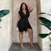 Women's Sexy Pure Desire Dress Summer V-neck Waist Pleated Hip Skirt_ecoleips.com