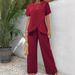 New Women's Summer Casual Set Two Piece Round Neck Short Sleeve Loose Fit American Style Irregular Design_ecoleips.com